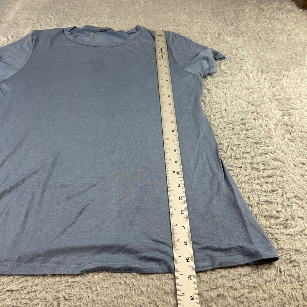 Active Basic Womens Crewneck Short Sleeve T-Shirt Blue Rayon Spandex Large - Picture 6 of 9